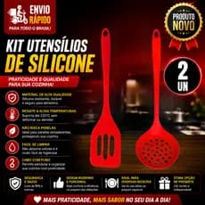 2 Unidades  Utensilios de  Cozinha 1 Escumadeira 28,5 cm1Espatula  Vazada de  Silicone  28,2cm