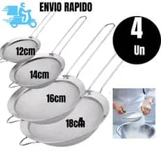 Conj 4 3 e 2 Peneira Coador Aço Inox 20c 22c18c 6c 4c 2c Super Resistente para Cozinha  Restaurante