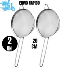 Conjunto 2 e 1 Peneira Coador Manual Em Aço Inox Para Cozinha 20 cm De Alta Qualidade em Aço Inox