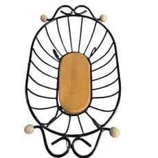 Fruteira Artesanato Oval Rústica De Bancada Em Ferro e Madeira