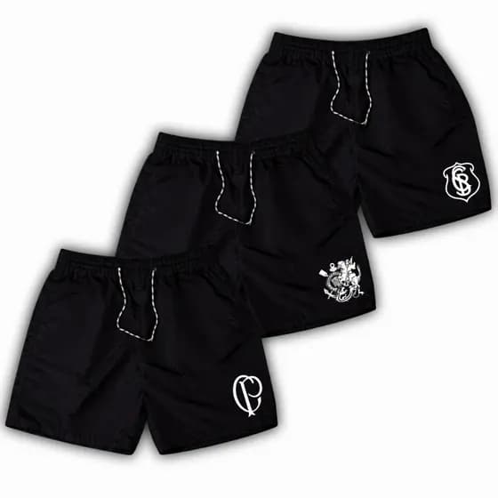 Kit 3 Bermudas Short Gaviões Da Fiel  02 Tactel Ideal Para Treino Academia Torcida Organizada,Tim3 Do Povo
