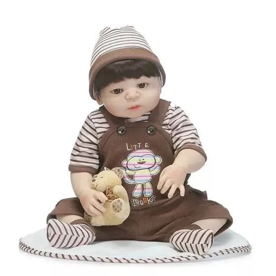 Bebê Reborn Menino Corpo De Silicone 55cm - André Moreno