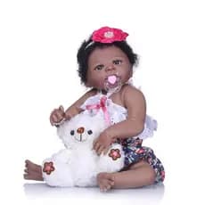 Bebê Boneca Realista Reborn 100% Silicone Negra - Maju