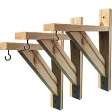 Mão Francesa de Madeira Natural 20x20 cm Rústica Artesanal para Prateleiras Estantes Bancadas Suporte Parede Decoração