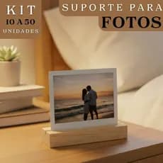 Kit 10 a 50 Suportes Porta Retrato Polaroid Madeira Pinus Porta Foto Mesa Decoração Presente Criativo