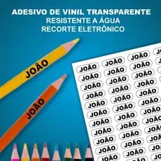120 Etiquetas Adesivas Escolar Lápis em VINIL TRANSPARENTE
