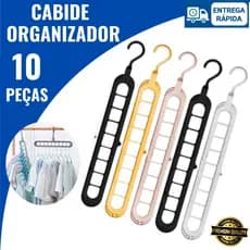 Jogo 10 Cabide Mágico Organizador com 9 Furos MultiDobrável economize espaço