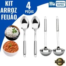 Kit Colher de Arroz Concha feijão Aço Inox Premium  Utensílio Casa Cozinha Restaurantes Buffets