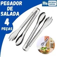 Kit 4/2 ou 1 Pegador Inox para Salada Universal para Massa Churrasco Carne Cozinha para Restaurante Bar