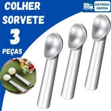 Kit com 1,2 ou 3 Colher Para Sorvete e Açaí Bola Profissional Grande Alumínio Sorveteria Restaurantes Cozinha