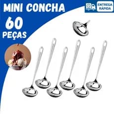 Jogo 60/40 ou 30 Mini Concha Pequena Servir Molho Caldos Calda Farofa Vinagrete Utensílios Aço Inox