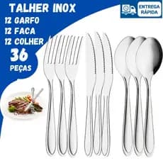 Kit Talher 36 54 90 Garfos Facas e Colher Aço Inox Premium Ideal para Restaurantes e Buffets Bares