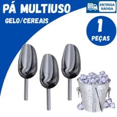 Pá de Inox Concha Pet Pegador Dosador de Gelo Cereal Grão Ração Cozinha Multiuso