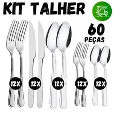 Jogo 60/30 Talheres Faqueiro Aço Inox Para Cozinha Bares Restaurantes Jogo Garfos Facas e Colheres