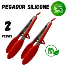 Jogo 02 ou 01 Pegador De Silicone e Inox Para Carne Churrasco Salada Cozinha Alta Qualidade