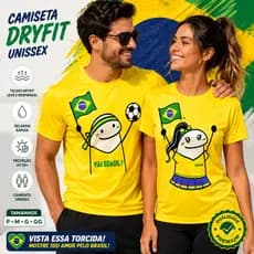 Camiseta Casal Brasil Copa Do Mundo Kit 2 Camisas Vai Brasil Premium P ao GG Unissex
