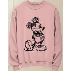 Moletom Gola Careca Mickey Esboço Estampa Inverno Delicado