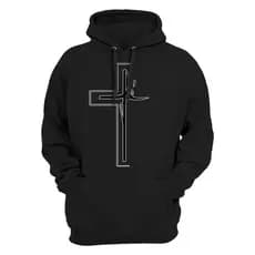 Moletom Estampado Arte Cristã Canguru Estampado Confortável Blusa De Frio Cruz Fé
