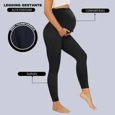 Calca Legging Para Gestante Gravida Maternidade Modelo Sem Transparência Barriga Cós Alto
