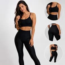 Conjunto Fitness Feminino Legging + Top Premium Alta Compressão Sem Marcar e Zero Transparência
