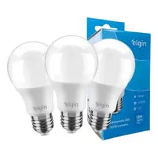 Kit 3 Lampada LED Elgin 12W 6500K E27 Bivolt Luz Branca Fria Forte Econômica