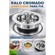 Ralo Pia Cozinha Cestinha 6cm Válvula Americana Cesto Cromado ABS