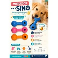 Mordedor Cachorro Sino Brinquedo Interativo Pet TPR Resistente Anti Estresse Filhote Pequeno Médio
