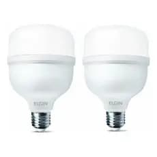 Kit 2 Lâmpadas LED 50W Elgin Super Bulbo E27 Bivolt 6500K Branco Frio Alta Luminosidade Econômica Para Garagem Oficina