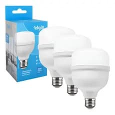 Kit 3 Lâmpadas LED 20W Elgin Super Bulbo E27 Bivolt 6500K Branco Frio Econômica Alta Luminosidade Residencial