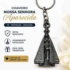 Chaveiro Nossa Senhora Aparecida em Metal Religioso Fé Proteção Lembrancinha Kit