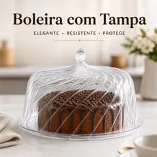 Boleira com Tampa Acrílica Cristal Redonda Porta Bolo Torta Doces Queijos com ou sem Pé 28cm 34cm
