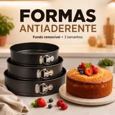 Forma Fundo Removível Antiaderente Redonda 24 26 28cm Bolo Torta Cheesecake Kit Avulsa