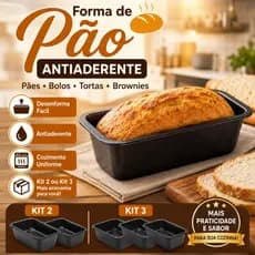 Kit 2 ou 3 Formas de Pão Antiaderente  Assadeira para Bolo Pão Caseiro Torta Brownie Aço Carbono Desinforme Facil