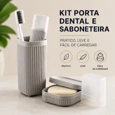 Porta Escova Dentes Saboneteira Kit Viagem 2 Peças Higiene Viagem Trabalho Academia Dia a Dia