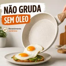 Frigideira Cerâmica Antiaderente Fundo Triplo Indução Não Gruda Sem Óleo 20cm 24cm Kit Bege