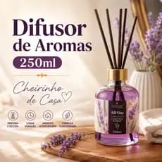 Difusor de Aromas 250ml Com Varetas Aromatizador Premium Cheirinho de Casa