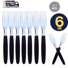 Kit 06 Peças de Talher Linha Colorida 6 Garfo Garfos Linha Premium Cabo Plástico Inox Cozinha Variáveis Qualidade Máxima