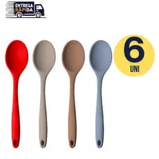 Kit 6/3/2 Unidades Colheres Silicone Redonda Grande | Linha Premium 230°C | Uso em Chocolate, Doce e Salgado