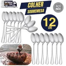 Jogo Kit 12 Colher para Ovo de Pascoa Sobremesa Talheres De Aço Inox Faqueiro Linha Forte Premium Resistente