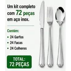 Kit Faqueiro Inox Essencial 72/54/36/18 Peças Garfos Facas Colheres Uso Diário