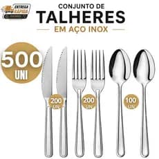 Kit Talheres Inox 500/300/150 Unidades Completo Durável Econômico Uso Diário Restaurante Buffet