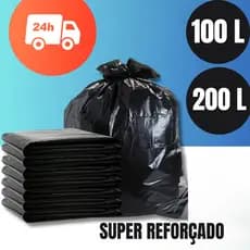 Saco de Lixo Preto 100 E 200L Super Reforçado 1KG Alta Densidade Residencial e Comercial