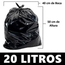 Saco de Lixo 20 Litros Resistente Preto 100 UNIDADES