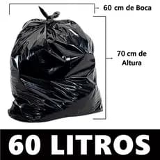Saco de Lixo 60 Litros Preto Rresistente com 100 UND