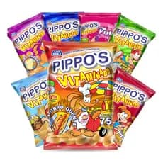 Kit Salgadinho Pippos Vitaminado 75g Original Crocante Sabores Churrasco Cachorro quente Queijo Milho Pizza