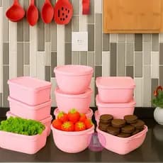 kit conjunto jogo de potes 12 peças para cozinha armazenamento de alimento marmita