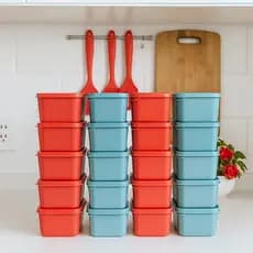 kit 200 potes plastico retangulares 1L atacado