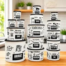 Kit mantimento 15 peças decorado Armazenamento de Alimentos