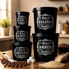 Kit Potes Herméticos Mantimentos 5 peças  Cozinha Organizada Premium
