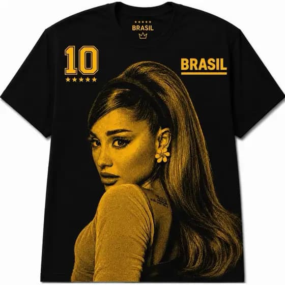 Camiseta Unissex Ariana Brasil Temática Copa Frases Camisa T-Shirt Feminina